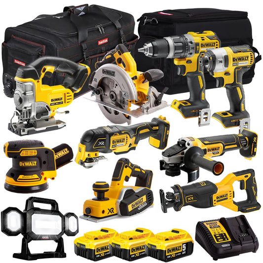 Dewalt 18V 10 Piece Power Tool Kit with 3 x 5.0Ah Battery & Charger T4TKIT-12844
