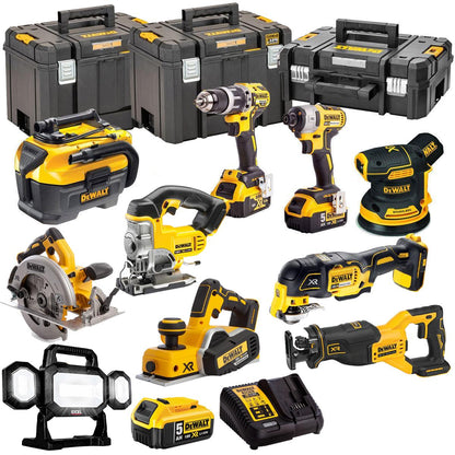 Dewalt DEWKIT92 18V Cordless 10 Piece Kit with 3 x 5.0Ah Batteries & Charger in Case